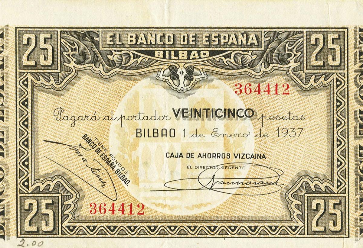 Front of Spain pS563: 25 Pesetas from 1937