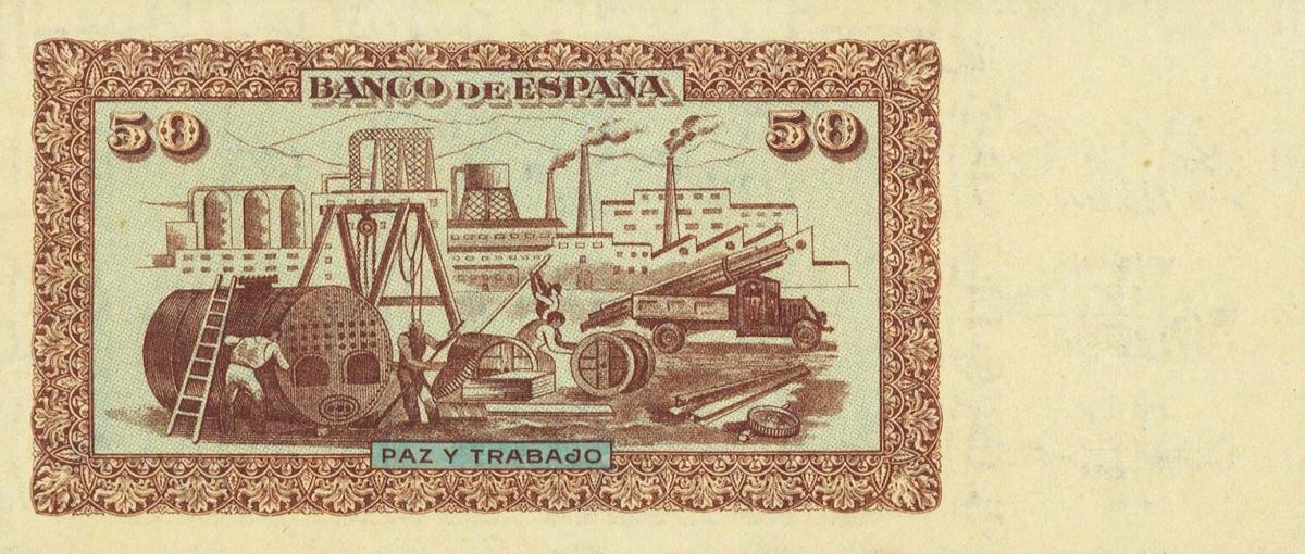 Back of Spain pS579: 50 Pesetas from 1937