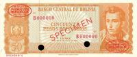 p156s from Bolivia: 50 Pesos Bolivianos from 1962