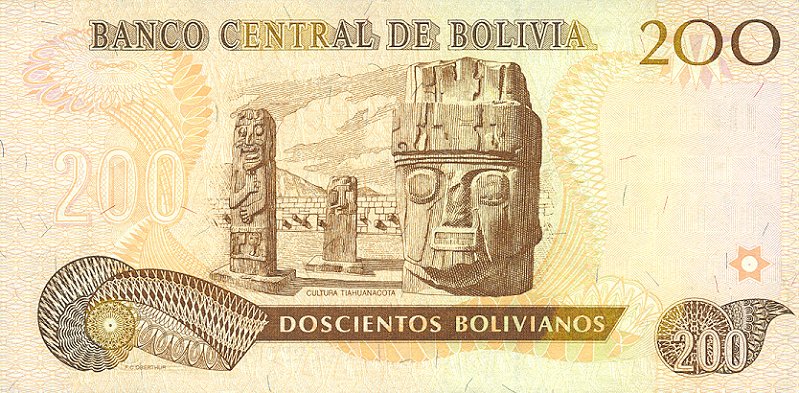 Back of Bolivia p227: 200 Boliviano from 2001