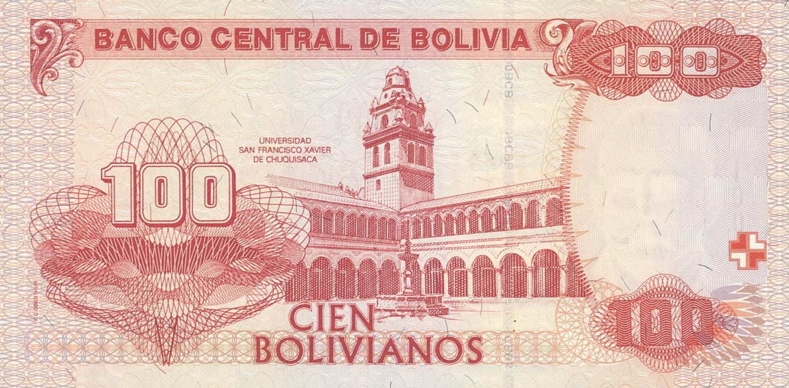 Back of Bolivia p231: 100 Boliviano from 2005