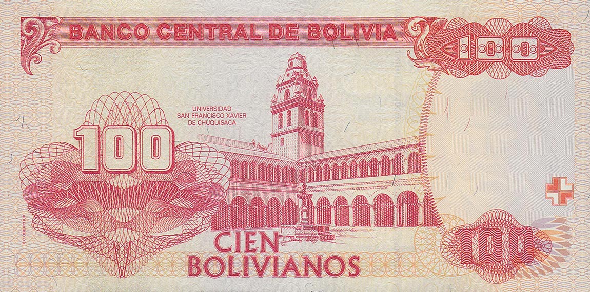 Back of Bolivia p236: 100 Bolivianos from 2007