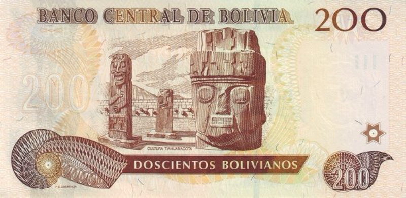 Back of Bolivia p237: 200 Bolivianos from 2007