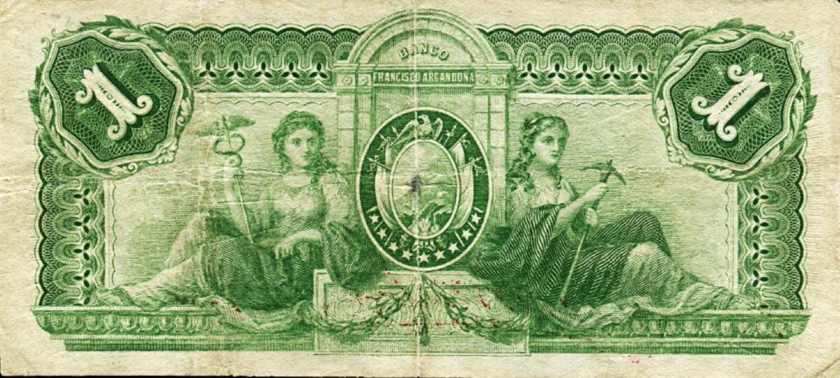 Back of Bolivia pS147b: 1 Boliviano from 1909