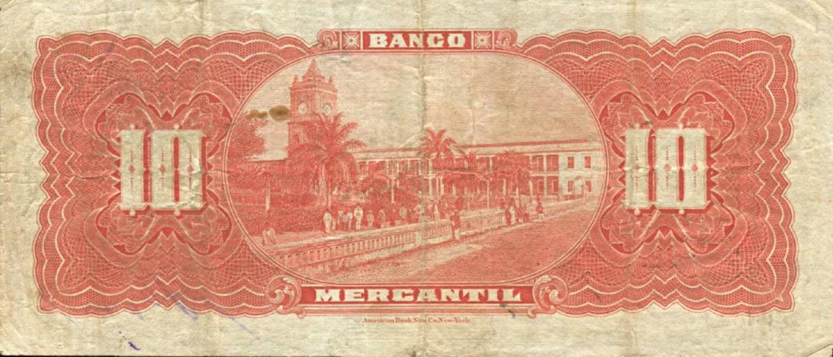 Back of Bolivia pS174a: 10 Bolivianos from 1906