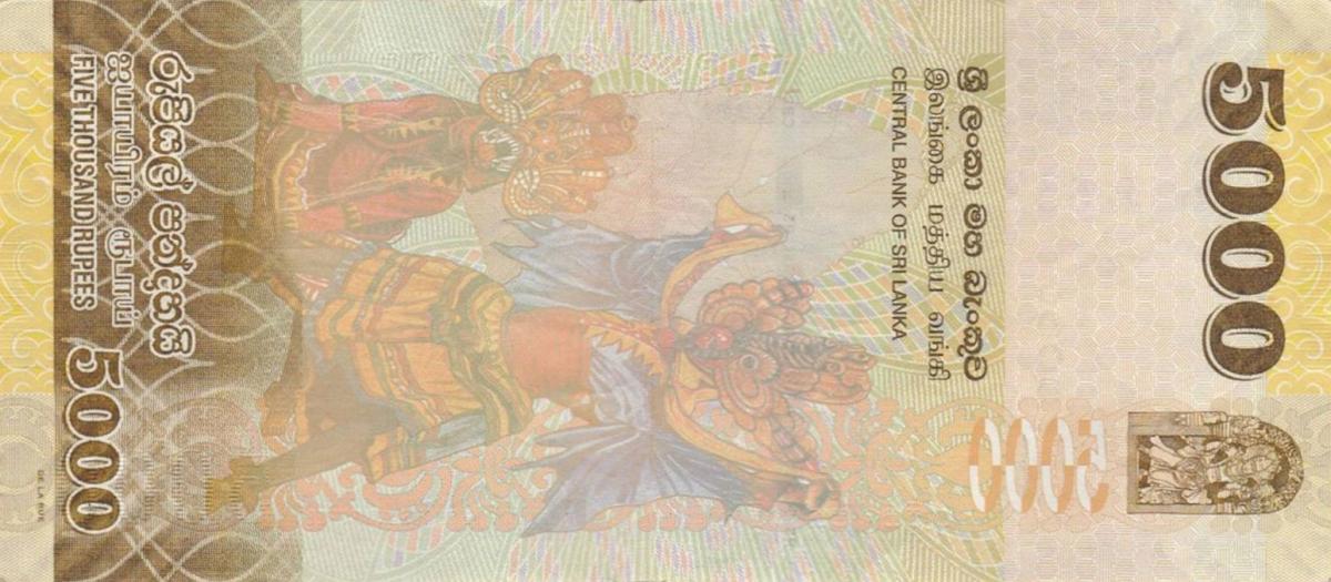 Back of Sri Lanka p128i: 5000 Rupees from 2022