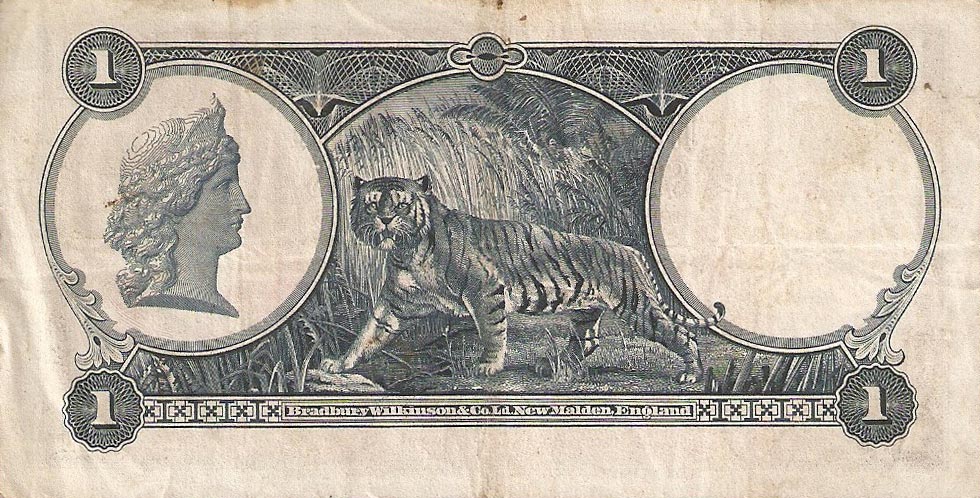 Back of Straits Settlements p16b: 1 Dollar from 1935