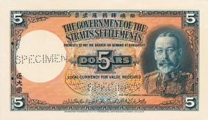 Gallery image for Straits Settlements p17ct: 5 Dollars