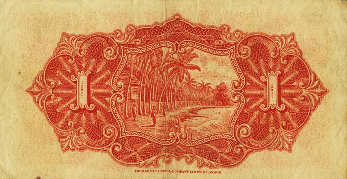 Back of Straits Settlements p9x: 1 Dollar from 1925