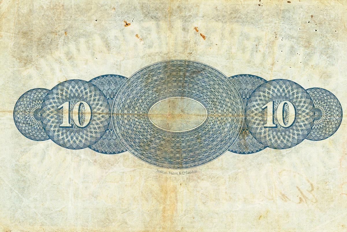 Back of Straits Settlements pS132a: 10 Dollars from 1861