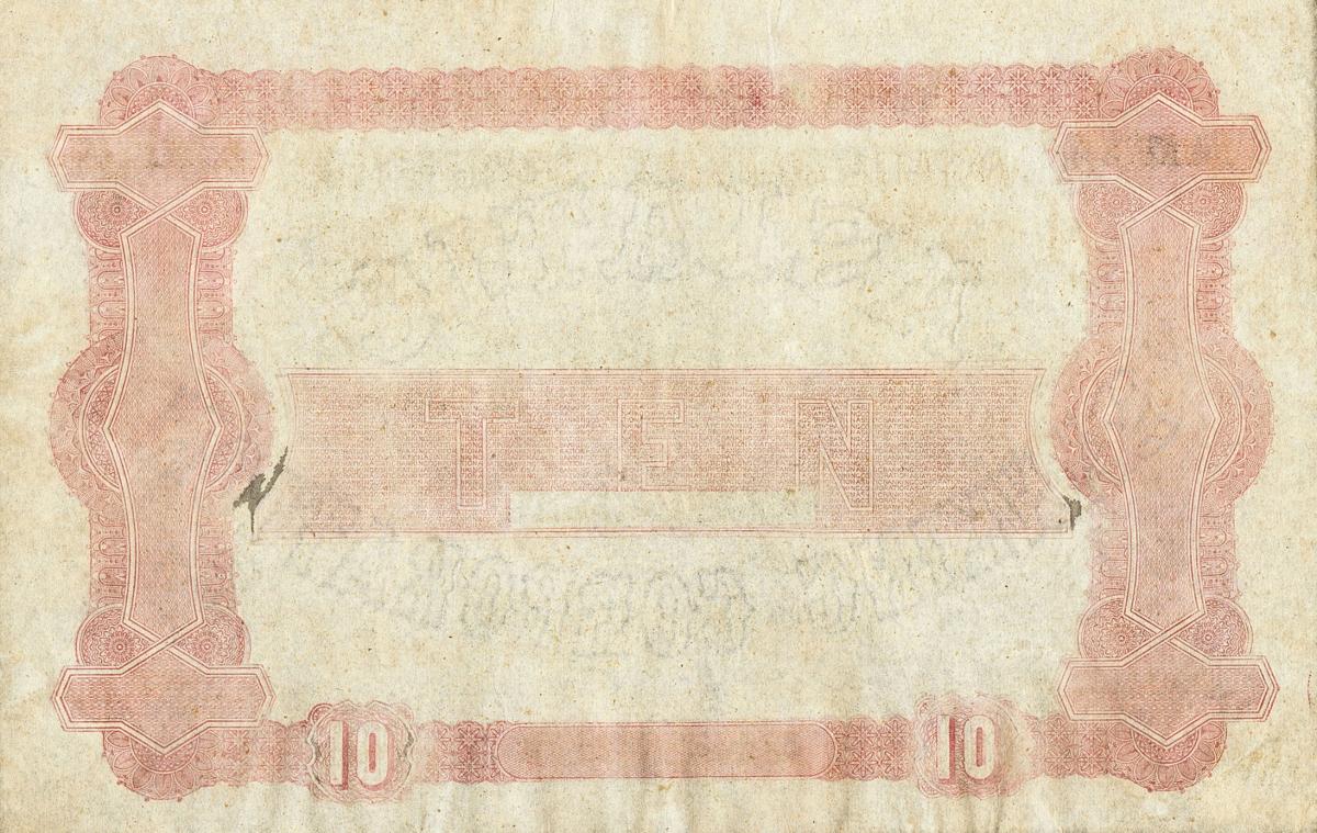 Back of Straits Settlements pS75: 10 Dollars from 1862