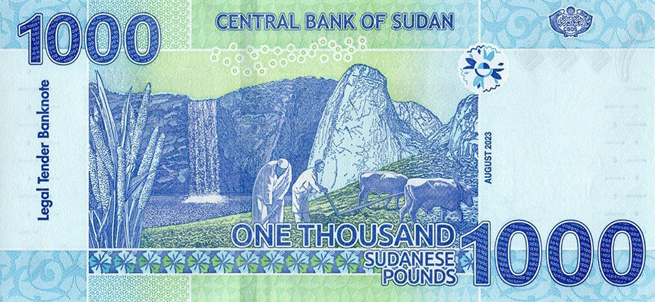 Back of Sudan p81c: 1000 Pounds from 2023