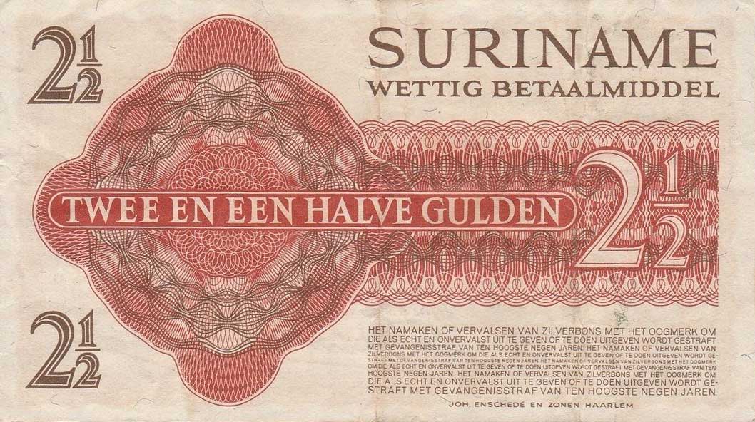 Back of Suriname p110: 2.5 Gulden from 1955