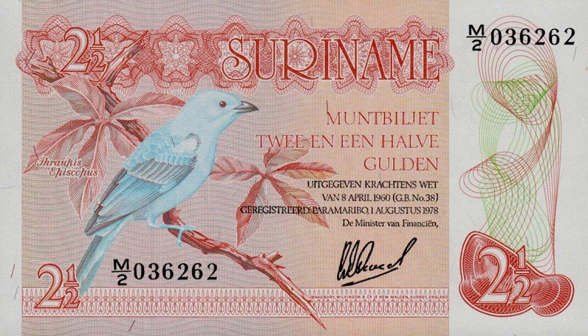 Front of Suriname p118b: 2.5 Gulden from 1978
