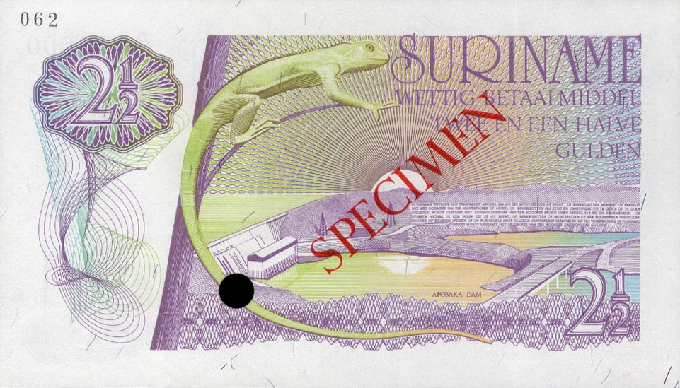 Back of Suriname p118ct: 2.5 Gulden from 1973