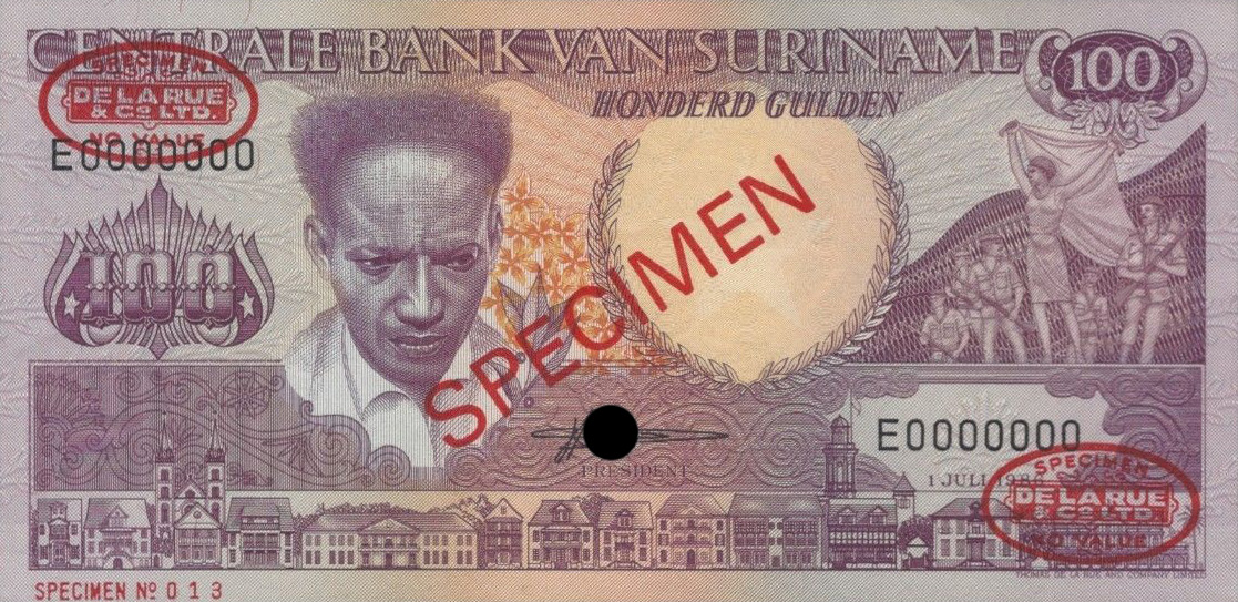 Front of Suriname p133s: 100 Gulden from 1986