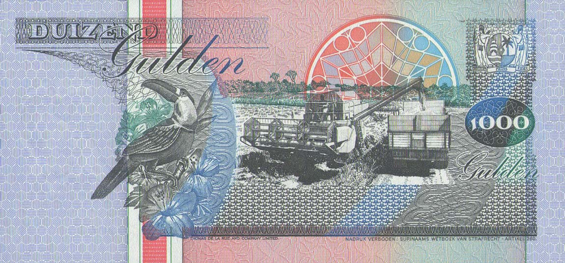 Back of Suriname p141b: 1000 Gulden from 1995