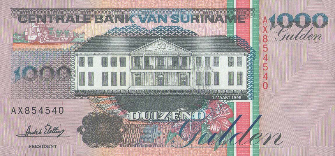 Front of Suriname p141b: 1000 Gulden from 1995