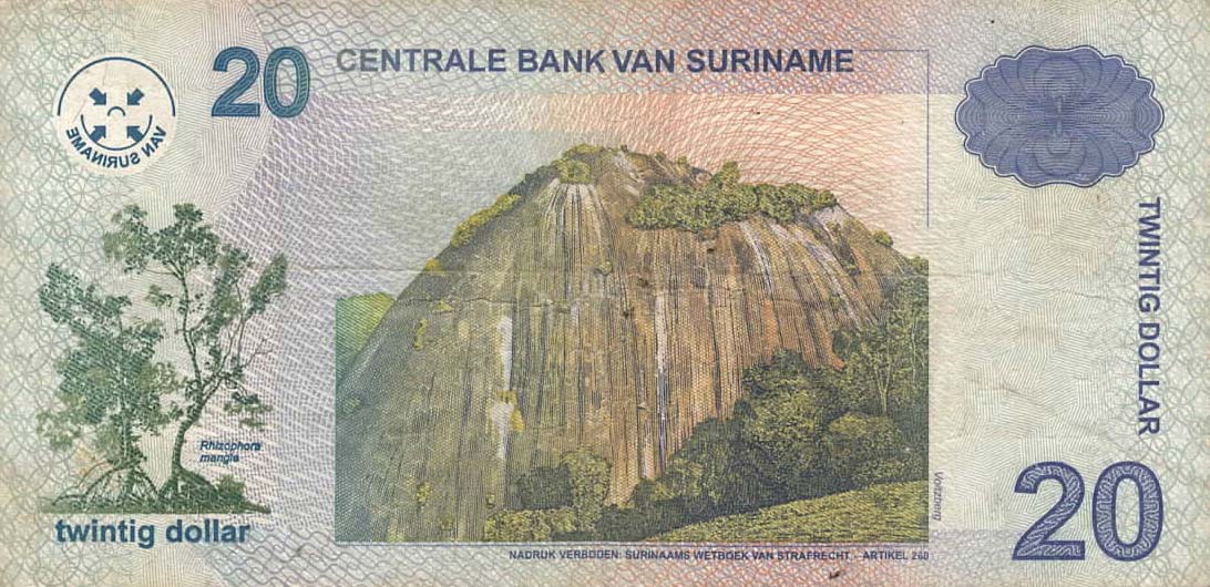Back of Suriname p159d: 20 Dollars from 2009
