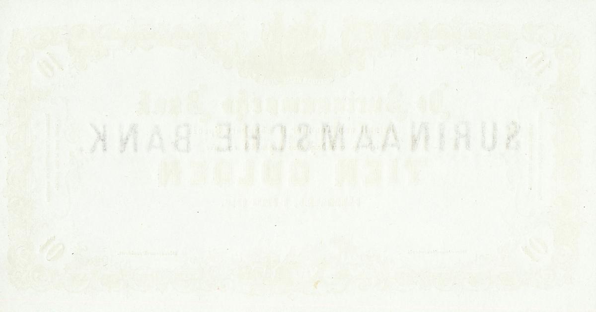 Back of Suriname p45r: 10 Gulden from 1865