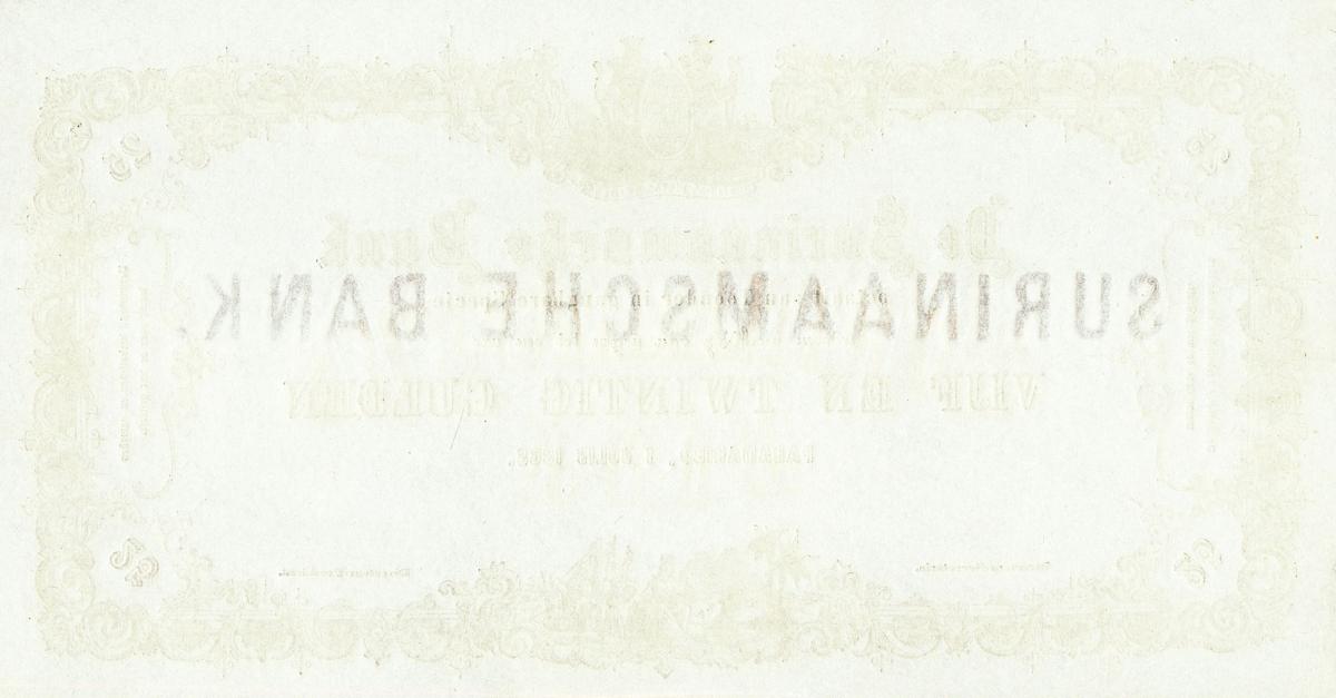 Back of Suriname p46r: 25 Gulden from 1865