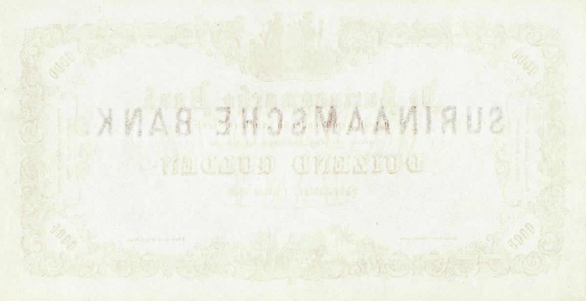 Back of Suriname p51r: 1000 Gulden from 1865