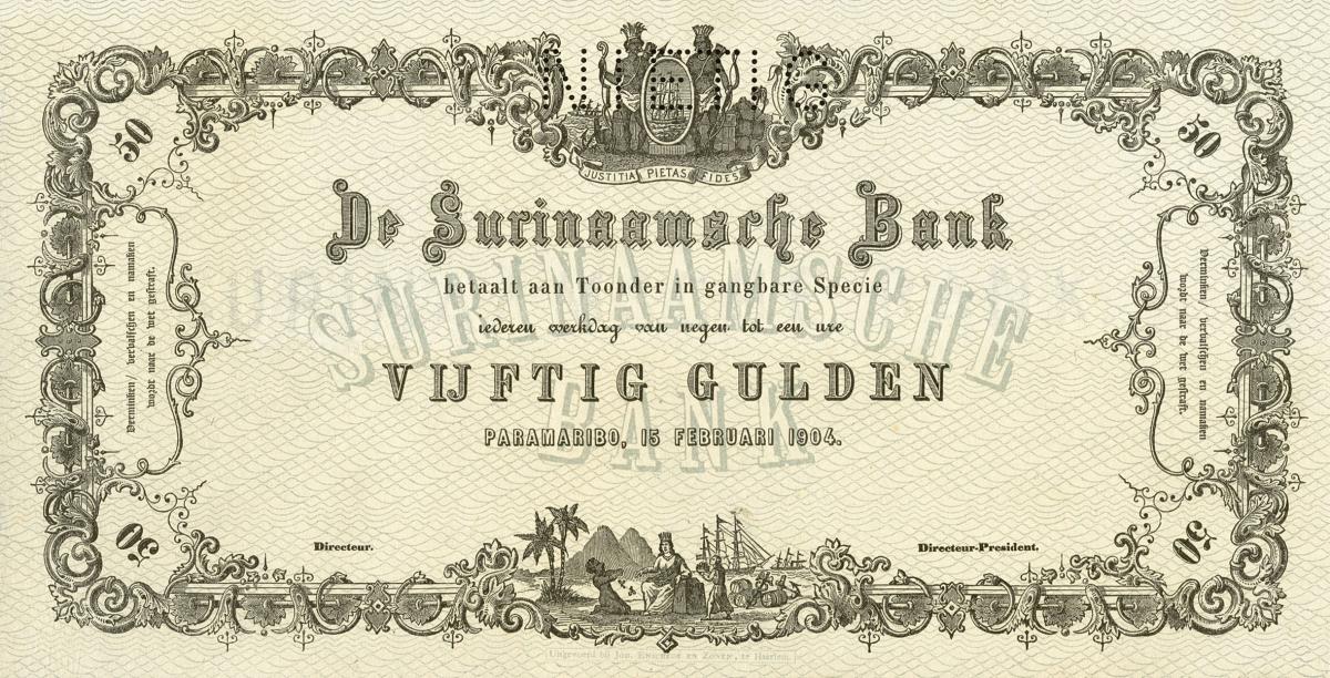 Front of Suriname p55s: 50 Gulden from 1880