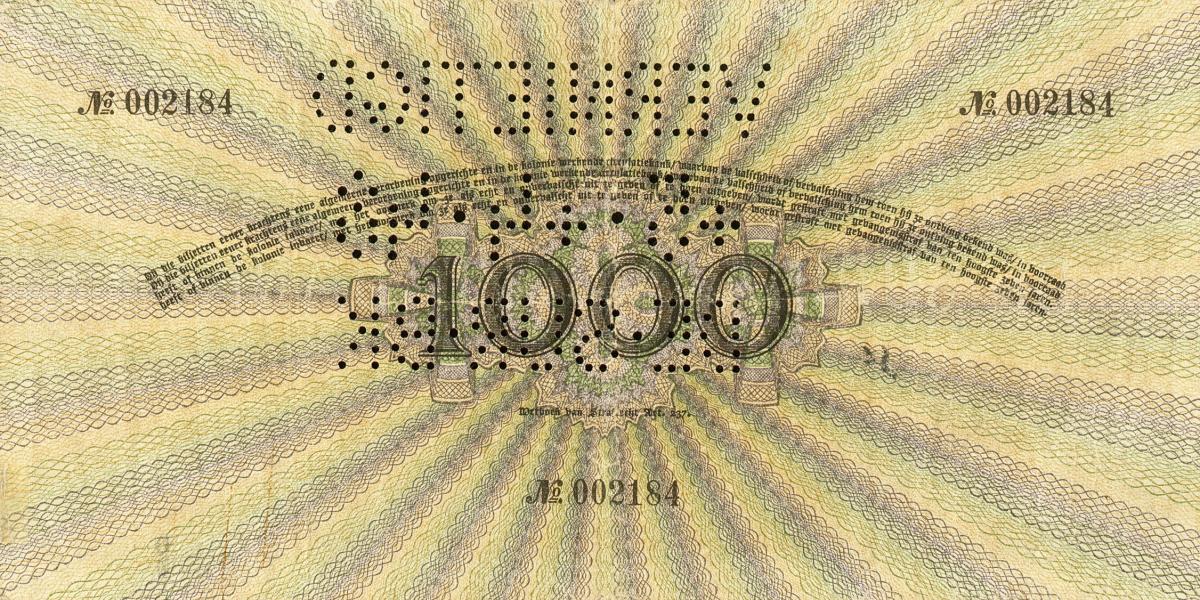 Back of Suriname p84a: 1000 Gulden from 1925