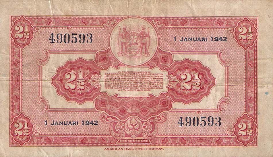 Back of Suriname p87b: 2.5 Gulden from 1942