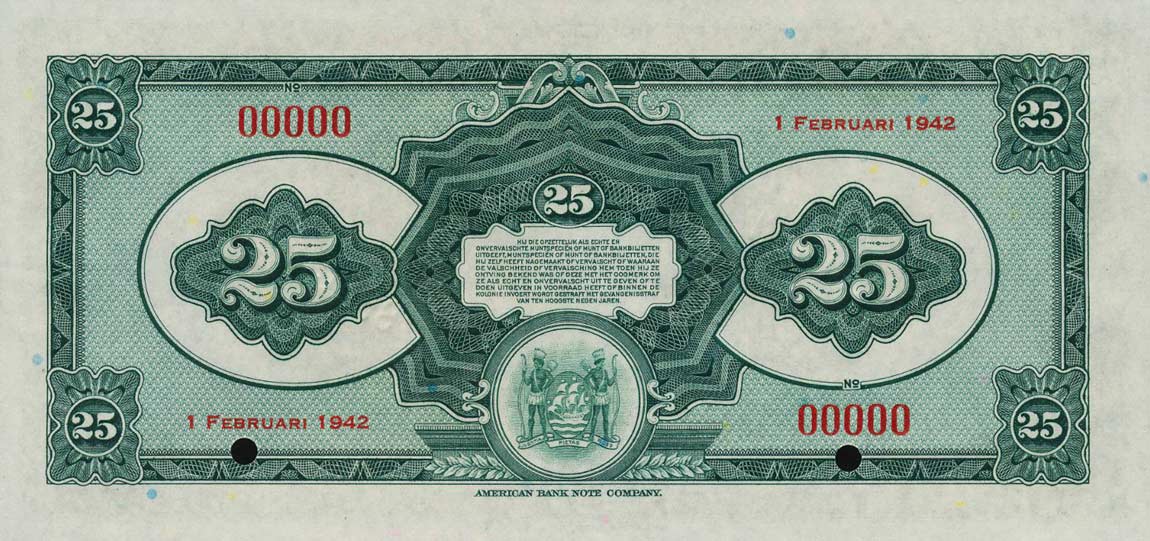 Back of Suriname p90s: 25 Gulden from 1942