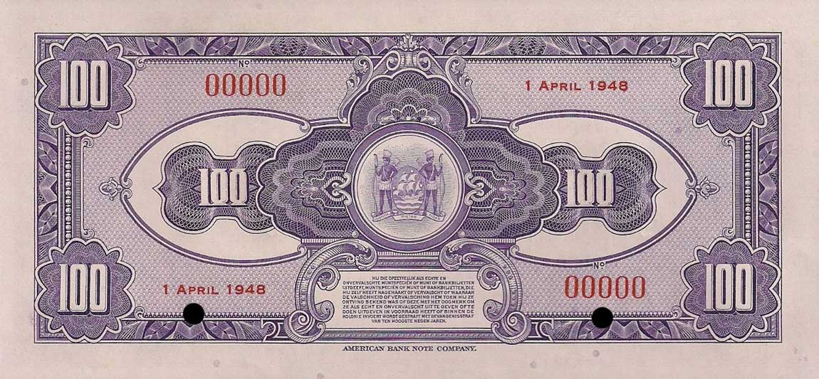 Back of Suriname p91s: 100 Gulden from 1941