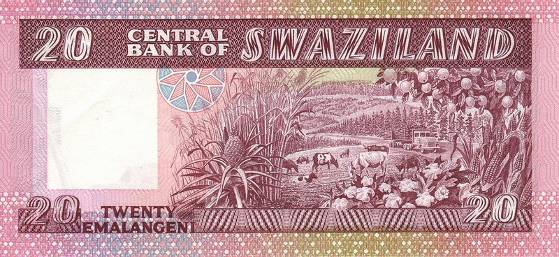 Back of Swaziland p11b: 20 Emalangeni from 1985