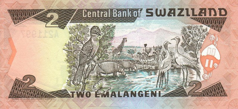 Back of Swaziland p18b: 2 Emalangeni from 1994
