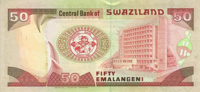 Back of Swaziland p26b: 50 Emalangeni from 1998