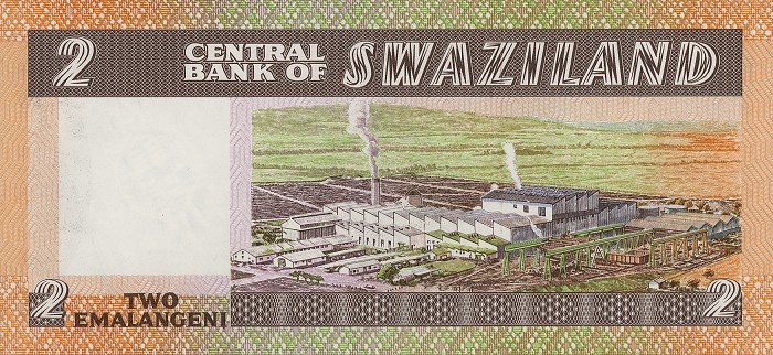 Back of Swaziland p2a: 2 Emalangeni from 1974