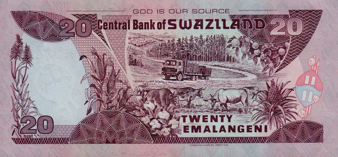 Back of Swaziland p30c: 20 Emalangeni from 2006