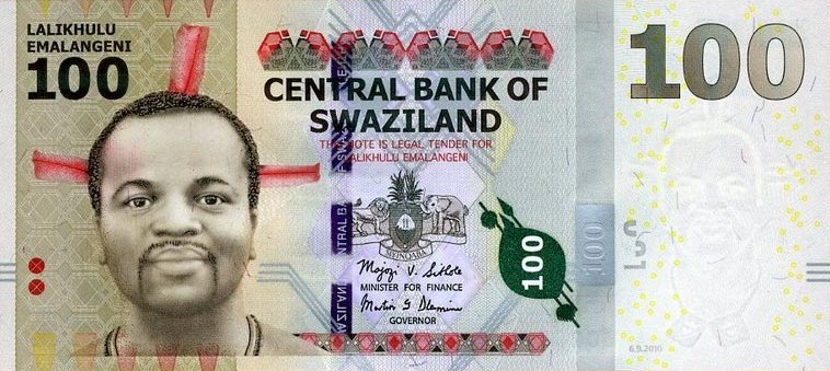 Front of Swaziland p39a: 100 Emalangeni from 2010