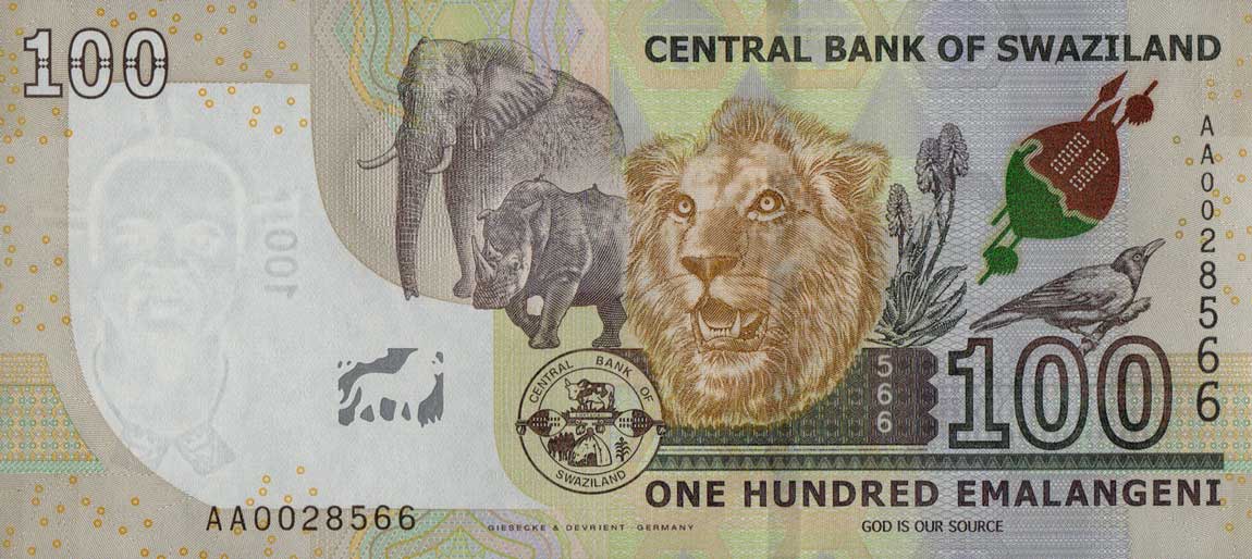 Back of Swaziland p42a: 100 Emalangeni from 2017