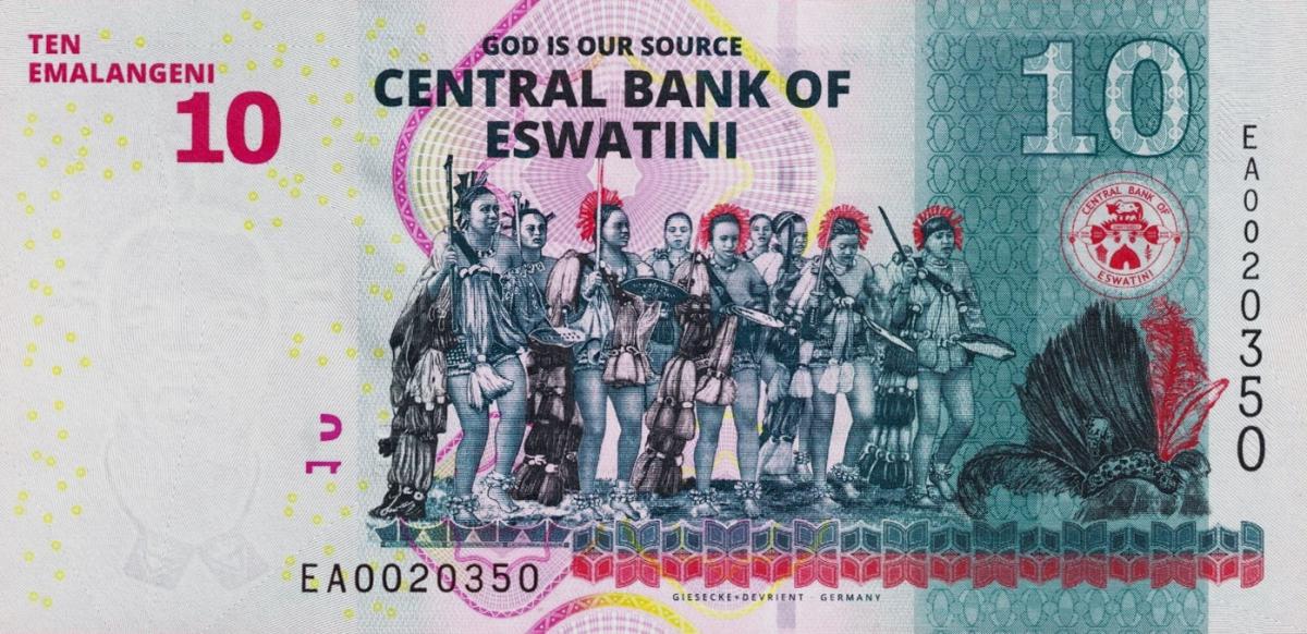 Back of Swaziland p44: 10 Emalangeni from 2024