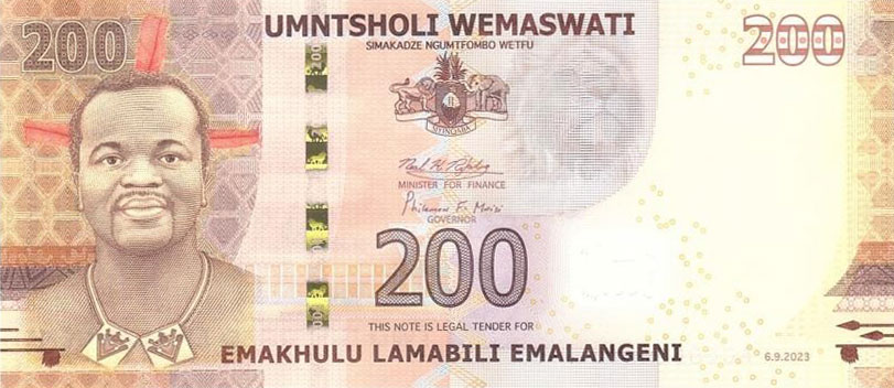 Front of Swaziland p47: 200 Emalangeni from 2023