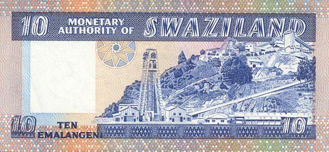 Back of Swaziland p4a: 10 Emalangeni from 1974