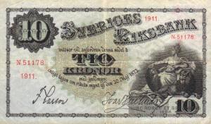 p27f from Sweden: 10 Kronor from 1911