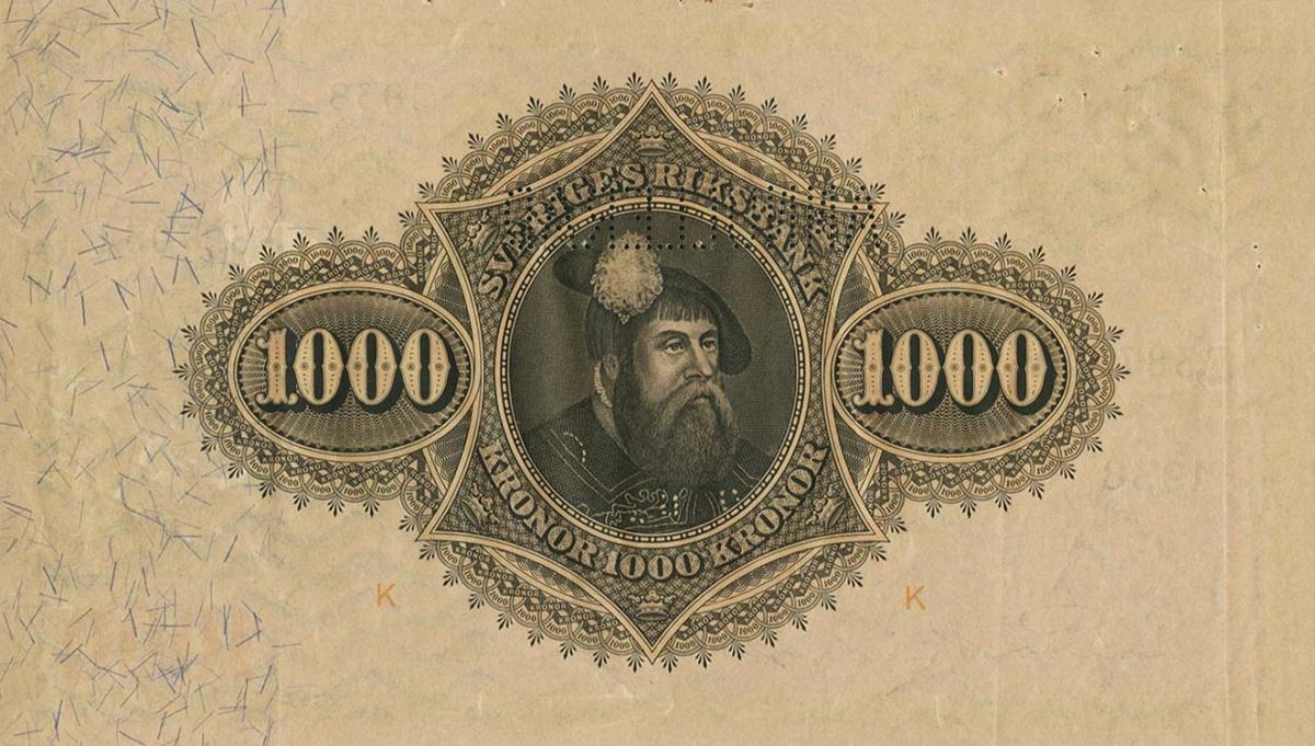 Back of Sweden p38s: 1000 Kronor from 1932