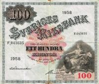 p45d from Sweden: 100 Kronor from 1958