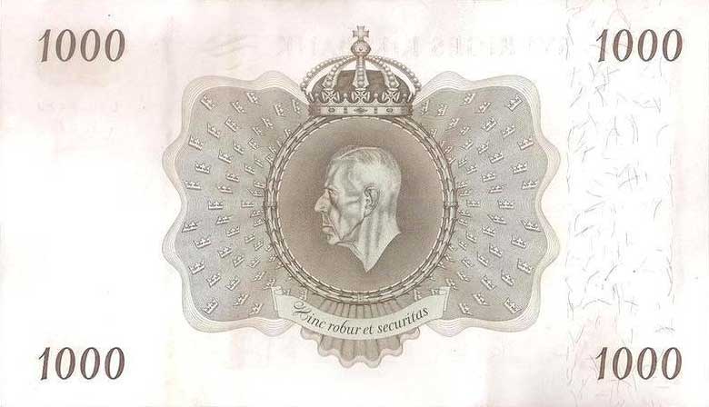 Back of Sweden p46b: 1000 Kronor from 1957