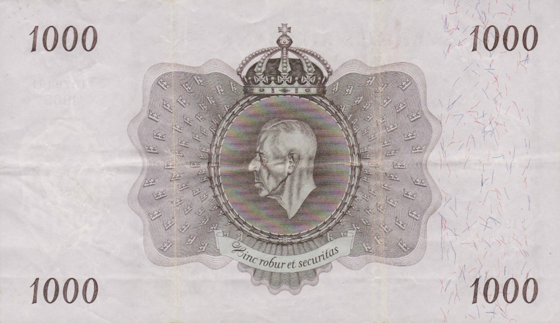 Back of Sweden p46d: 1000 Kronor from 1965