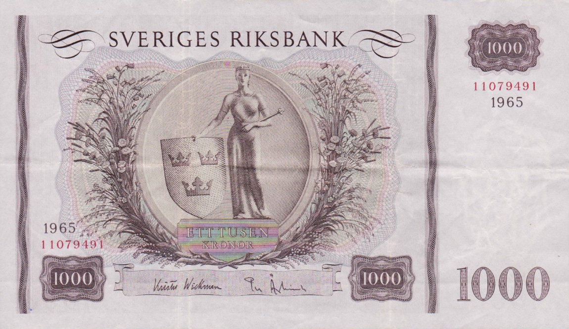 Front of Sweden p46d: 1000 Kronor from 1965