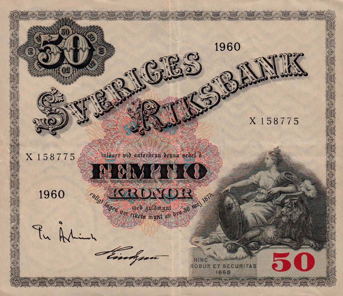 Front of Sweden p47b: 50 Kronor from 1960