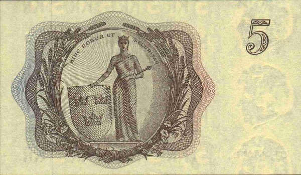 Back of Sweden p50a: 5 Kronor from 1962