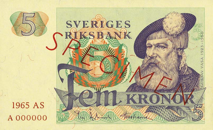 Front of Sweden p51s: 5 Kronor from 1965